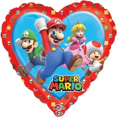 Фольгированные шары/ ANAGRAM/ 1202-2429 А 18" Супер Марио сердце S60